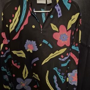 Alfred Dunner Black Multicolor Floral Jacket